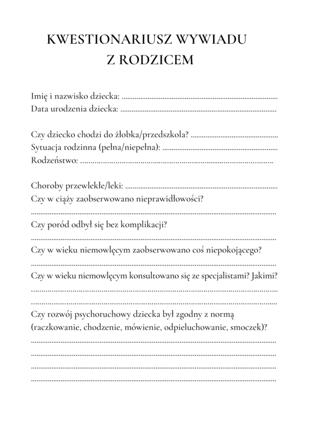 Teczka psychologa - DOKUMENTACJA