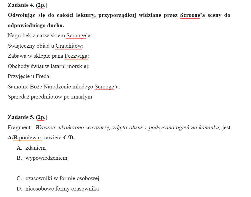 Trening przed egzaminem - ,,Opowieść wigilijna''