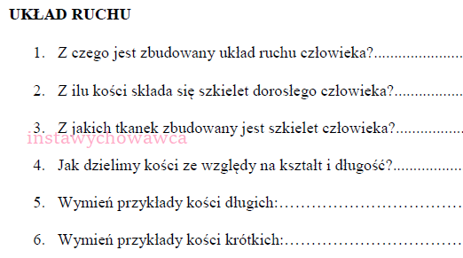 Układ ruchu - karta pracy