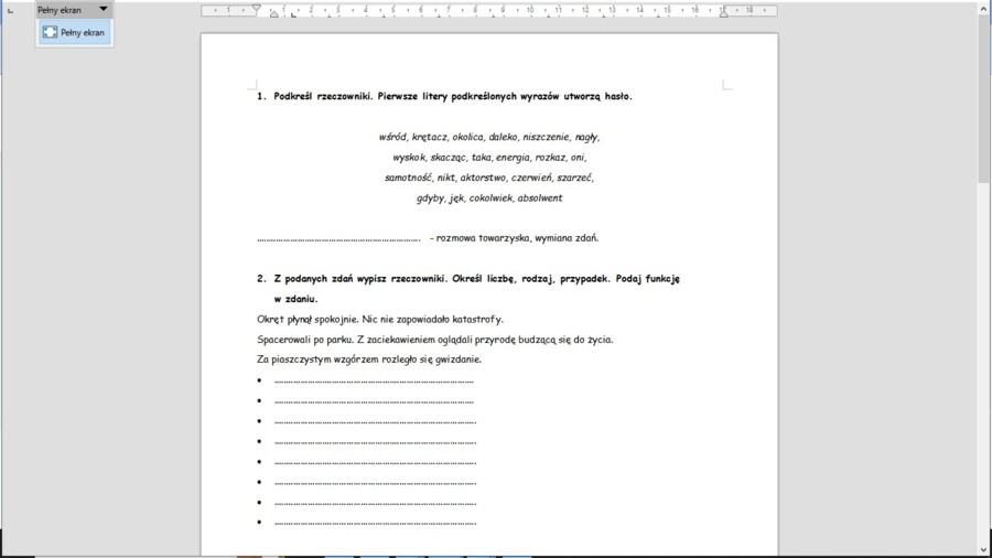 Rzeczownik - karta pracy