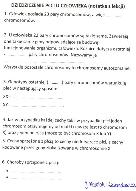 Dziedziczenie płci u człowieka - KP