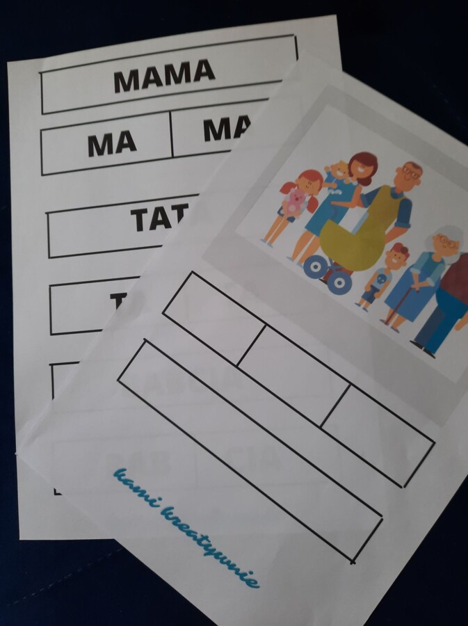 Rodzina- wyrazy i sylaby do druku