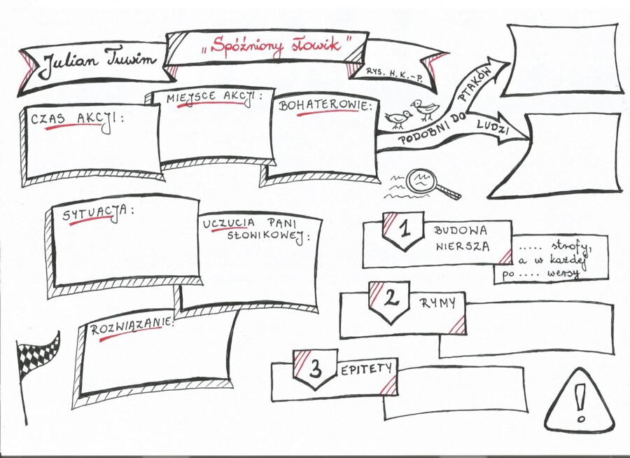 "Spóźniony słowik" - rysunkowa karta pracy