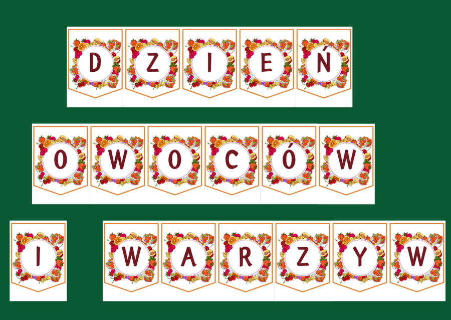 DZIEŃ OWOCÓW I WARZYW – biblioteka – świetlica – girlanda – gazetka – wersja 2