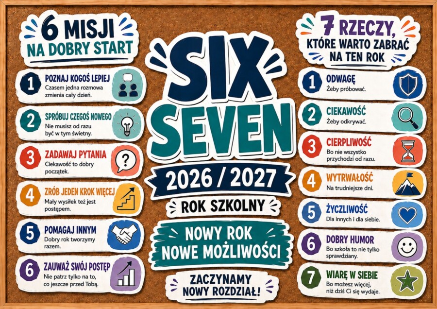 SIX-SEVEN gazetka motywująca na Nowy Rok Szkolny
