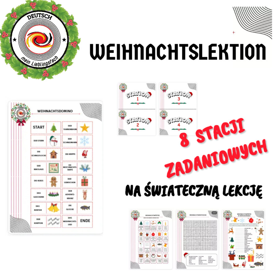 Weihnachten - świąteczna lekcja języka niemieckiego metodą stacji zadaniowych