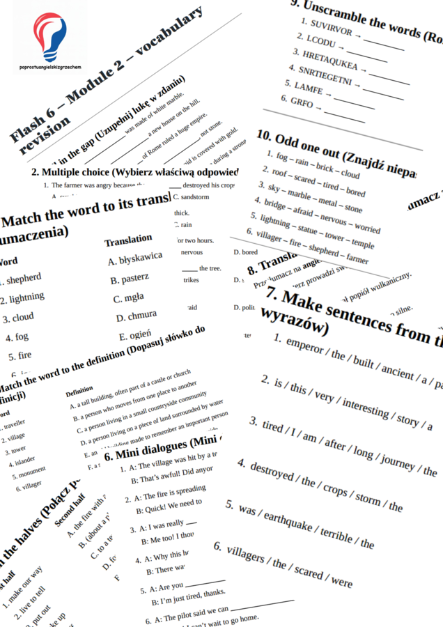 Flash 6 – Module 2 – vocabulary revision