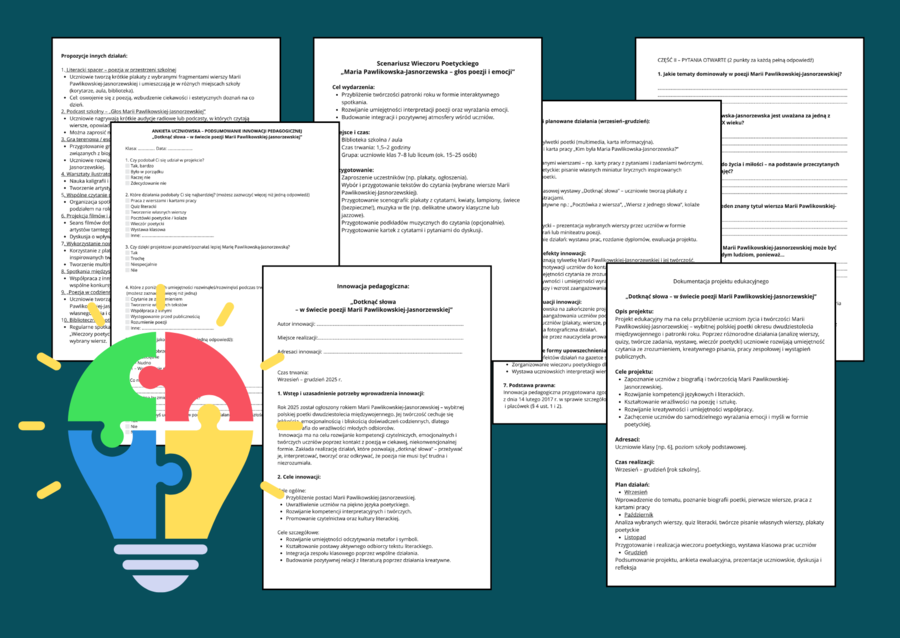 INNOWACJA PEDAGOGICZNA: „Dotknąć słowa – w świecie poezji Marii Pawlikowskiej-Jasnorzewskiej” – MARIA PAWLIKOWSKA-JASNORZEWSKA - biblioteka - język polski - PROJEKT