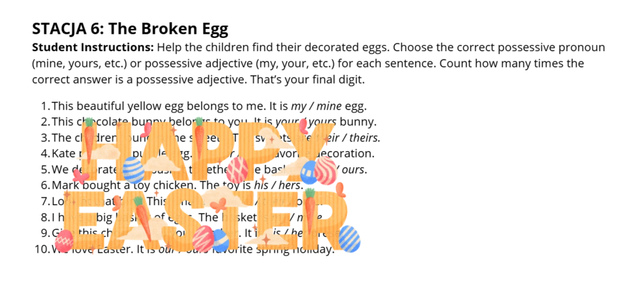 The Case of the Missing Egg- wielkanocne stacje dydaktyczne