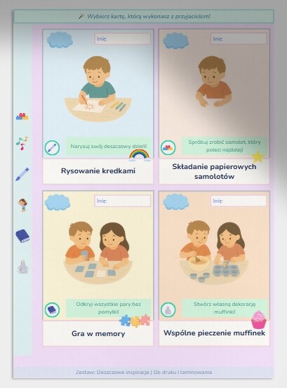 Karty Obrazkowe: "Deszczowe inspiracje"