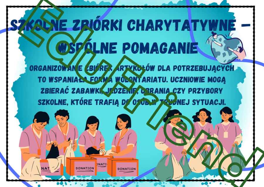 Gazetka szkolna- Dzień Wolontariusza 05.12 – 13 Kolorowych kart A4