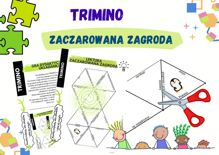 Zaczarowana zagroda – układanka trimino w dwóch wersjach