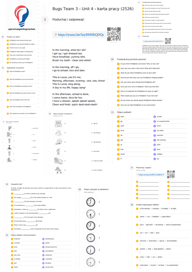 Bugs Team 3 – Unit 4 – karta pracy