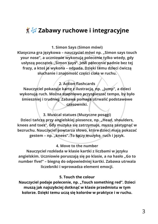 50 aktywnych pomysłów na rozpoczęcie lekcji języka angielskiego w klasach 1-3