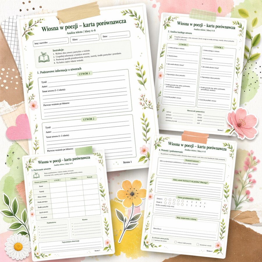 Wiosna w poezji - karta porównawcza