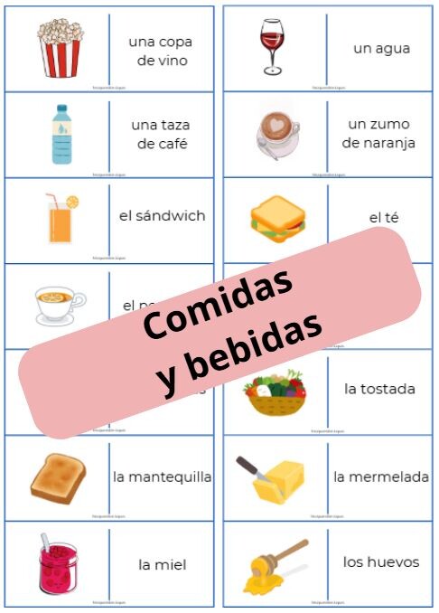 Domino ze słówkami "Jedzenie i napoje"