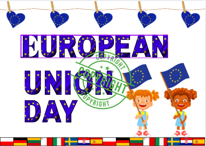 🇪🇺 Gazetka na European Union Day – interesujące ciekawostki o UE i zestaw dekoracji (banery, girlandy, postacie)