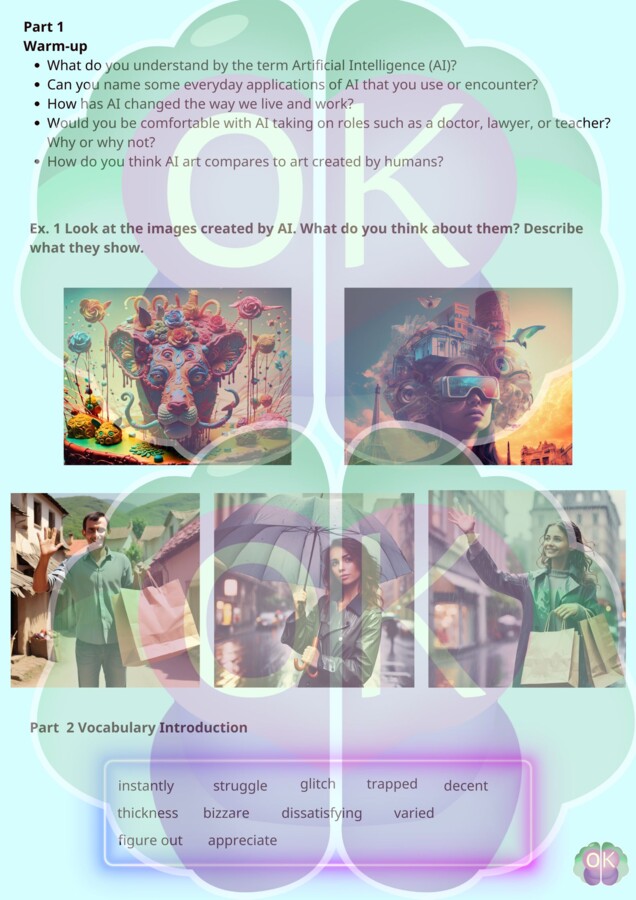 🤖 Artificial Intelligence – Can Machines Be Creative? (Poziom B1/B2 – lekcja na podstawie filmu z YouTube)sztuczna inteligencja, angielski, AI, karty pracy, film edukacyjny, język angielski, matura, B1, B2, kreatywność, pisanie rozprawki, nauka przez fil