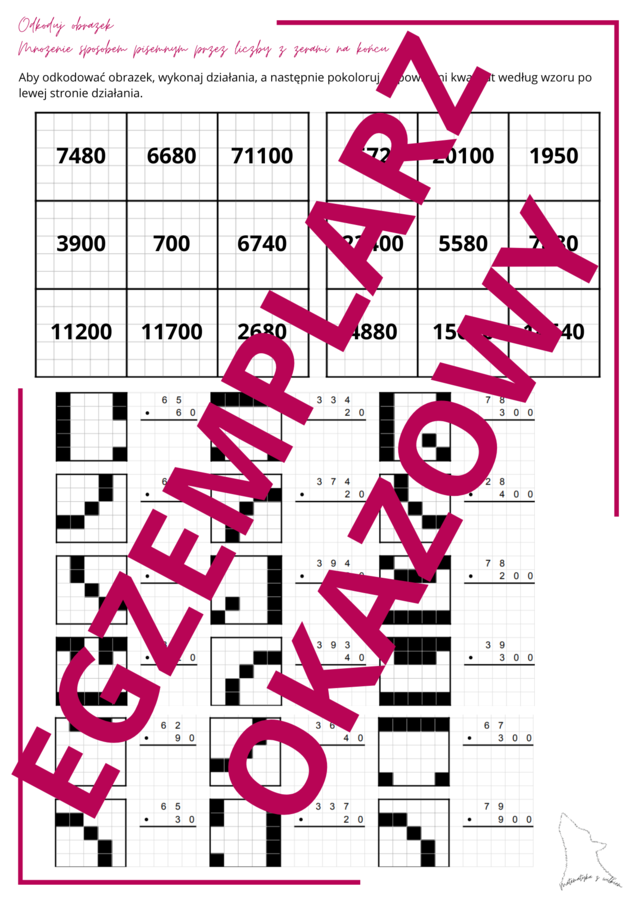 Odkoduj obrazek - mnożenie sposobem pisemnym przez liczby z zerami na końcu