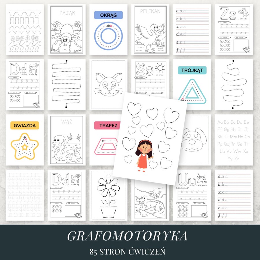 Grafomotoryka - 85 stron ćwiczeń