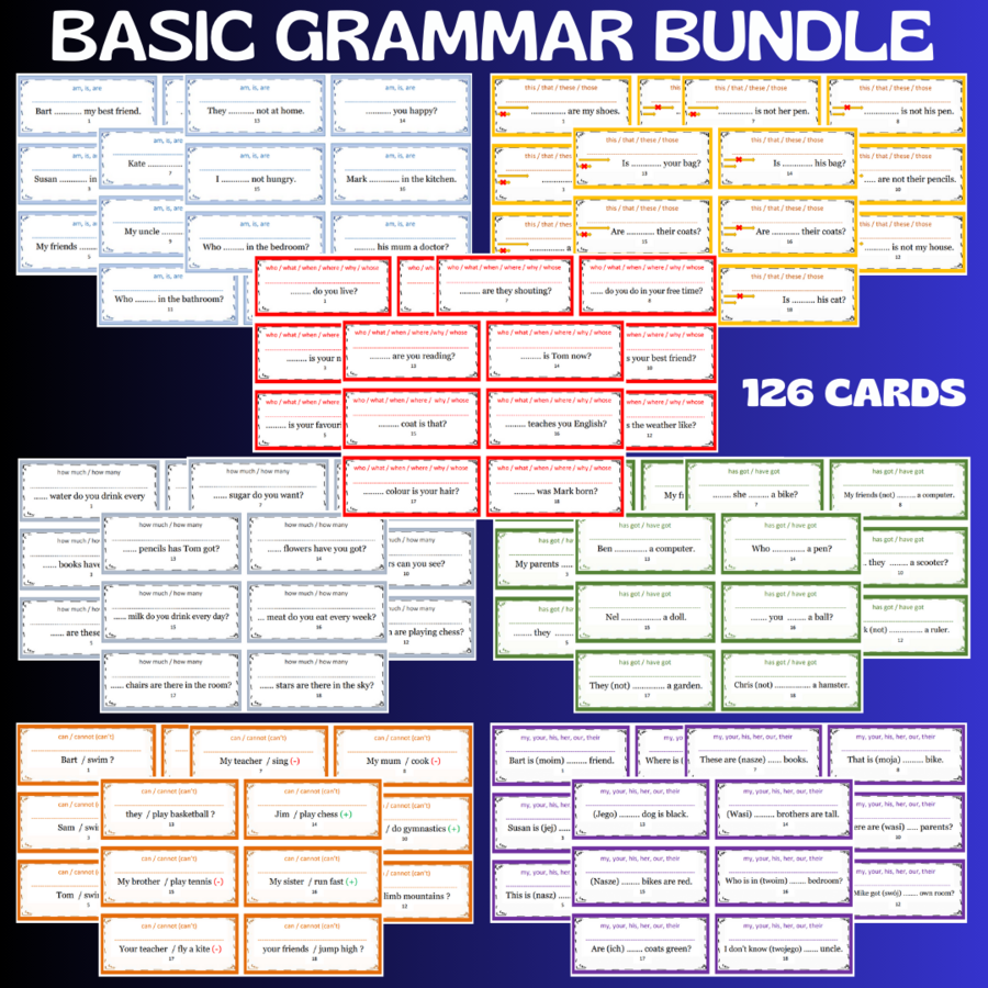 BASIC GRAMMAR BUNDLE A1 / 126 CARDS