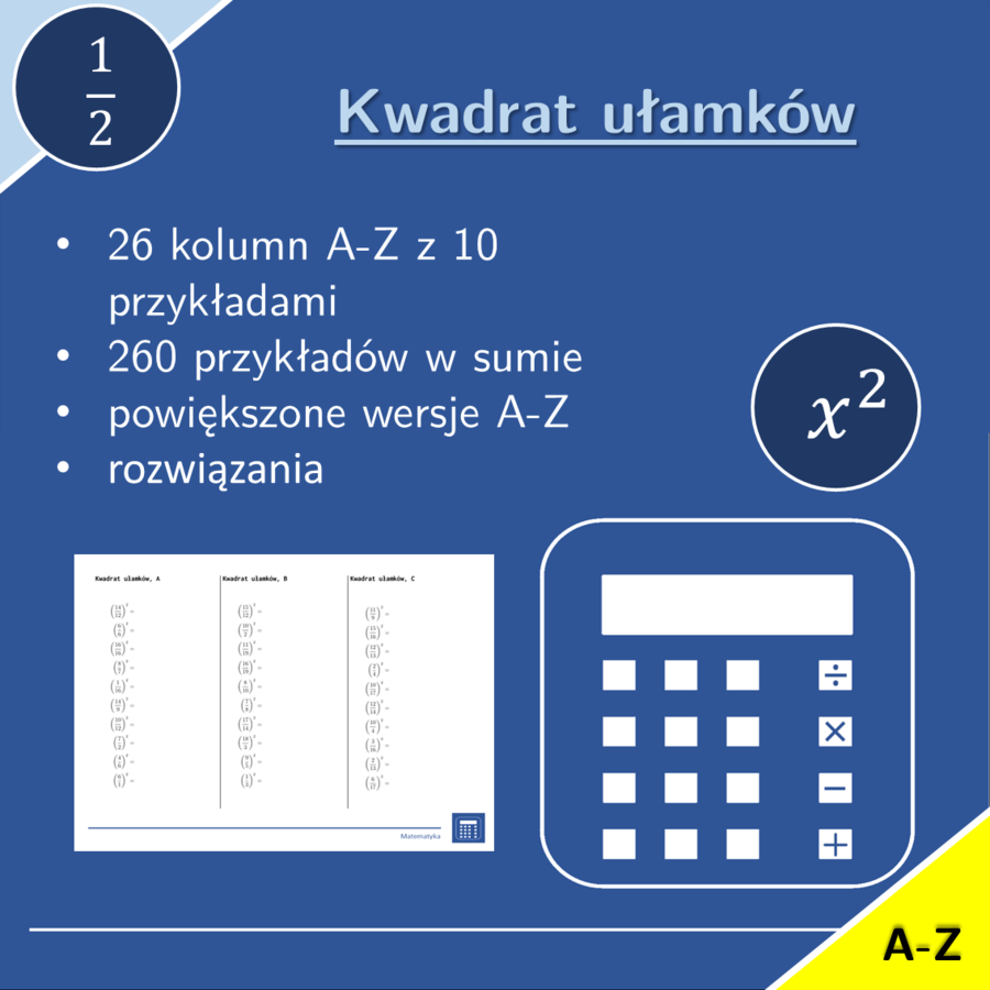 Kwadrat ułamków | matematyka | 26 kolumn