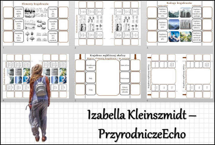 Notatki okienkowe „Rodzaje krajobrazów”, „Elementy krajobrazów”, „Krajobraz najbliższej okolicy” w pdf. „Rodzaje krajobrazów” - Przyroda 4 dział „Poznajemy krajobraz najbliższej okolicy”.