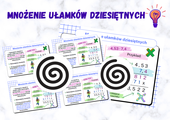 Mnożenie ułamków dziesiętnych – plakat + wklejki
