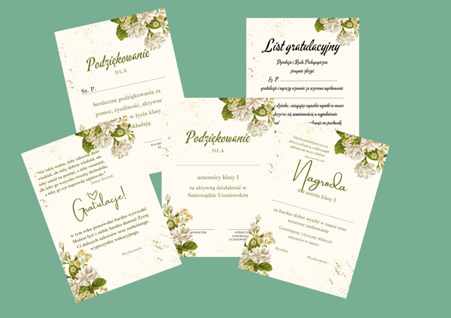 Wzory dyplomów i druków na zakończenie roku szkolnego