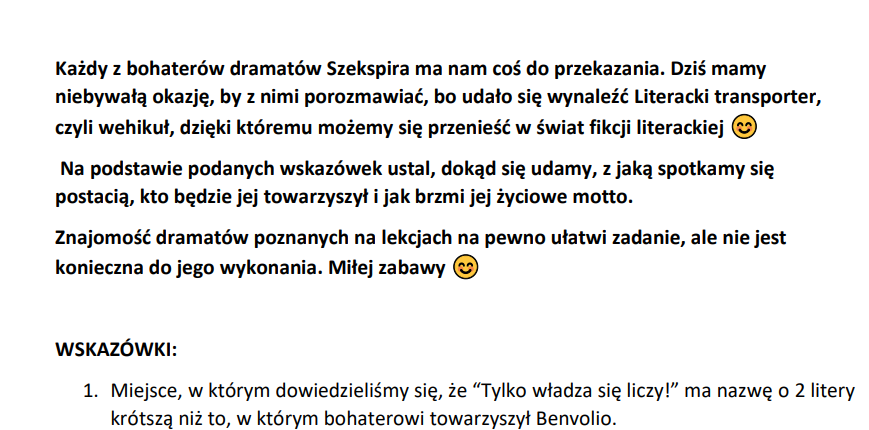 Zagadka logiczna - dramaty Szekspira