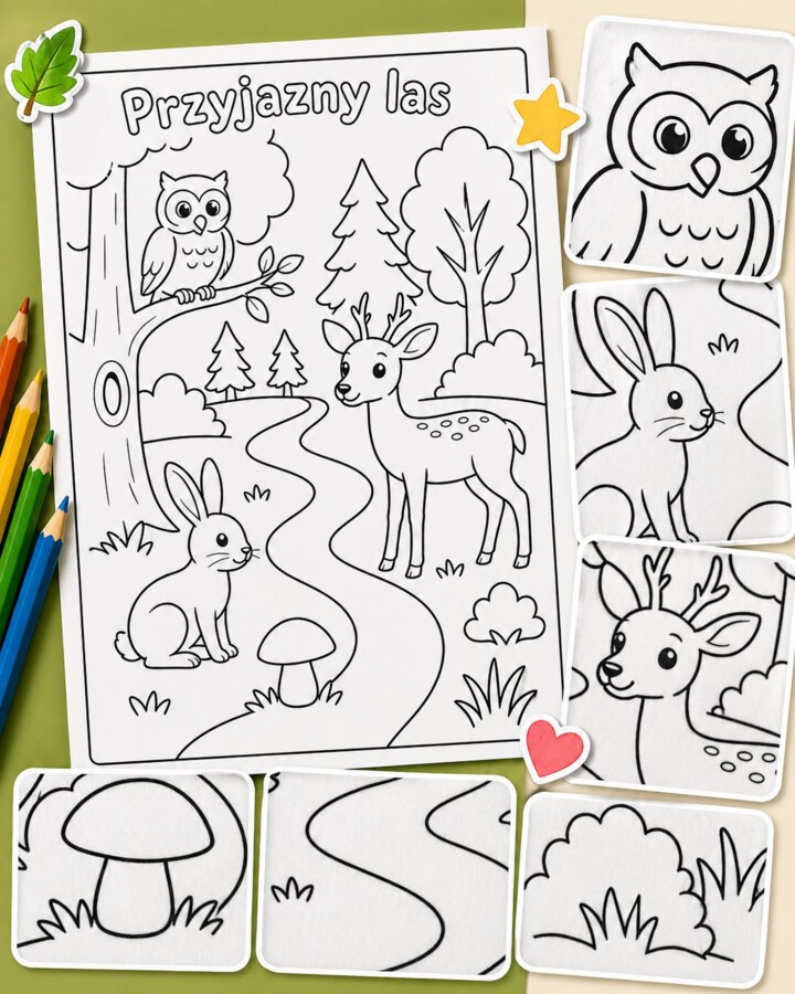 Kolorowanka. Przyjazny las
