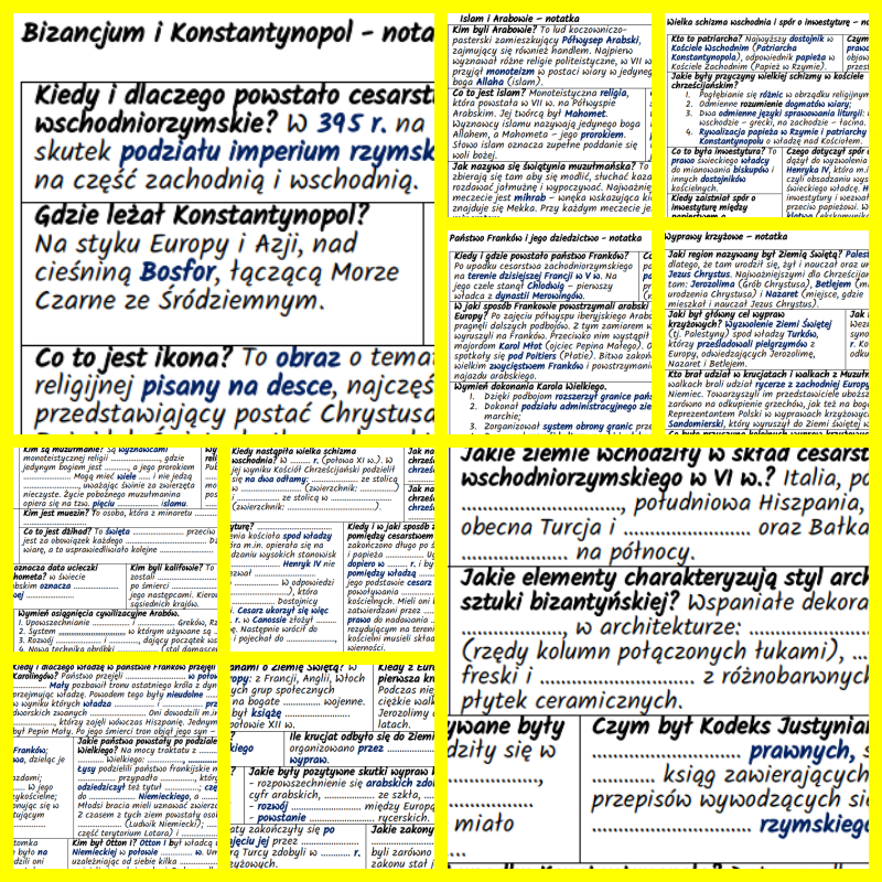 Europa i Bliski Wschód we wczesnym średniowieczu – komplet notatek i kart pracy