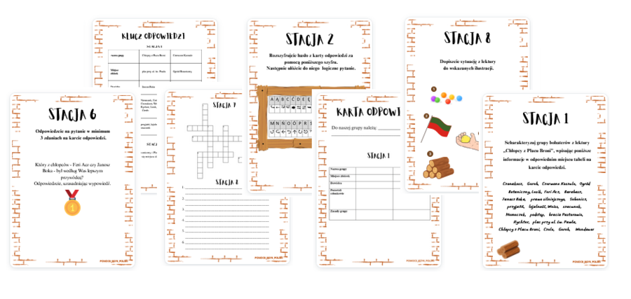 Cłopcy z Placu Broni - STACJE ZADANIOWE + klucz odpowiedzi