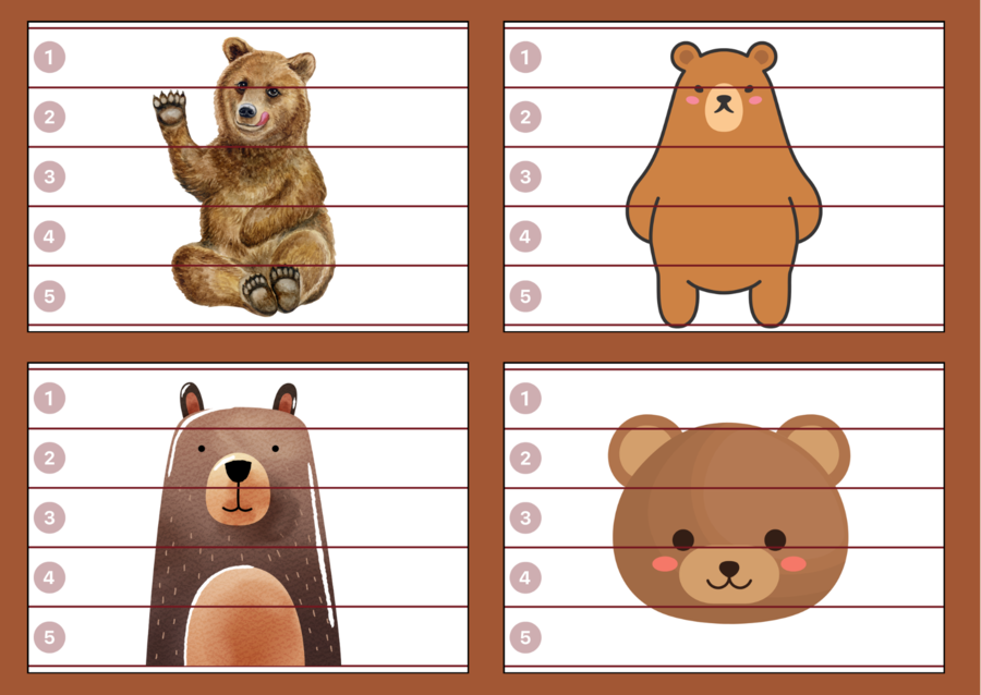 DZIEŃ NIEDŹWIEDZIA – puzzle – biblioteka – świetlica – przedszkole – 12 wersji