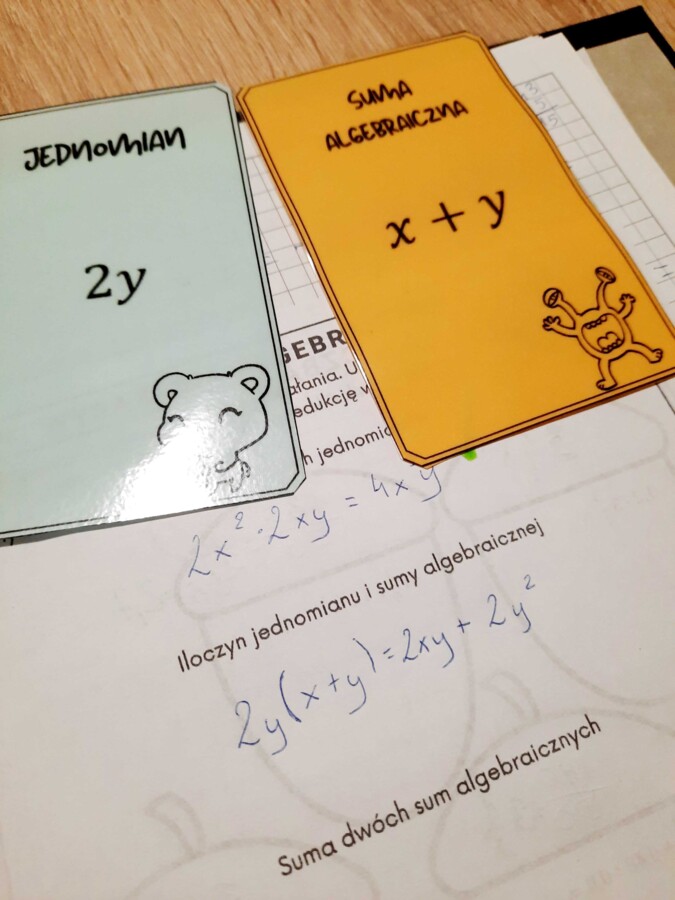 Gra karciana z wyrażeń algebraicznych (klasa 6,7,8)