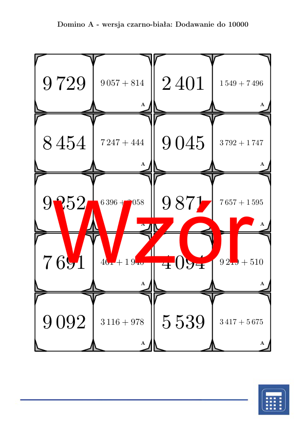 Domino - Dodawanie do 10000 | matematyka