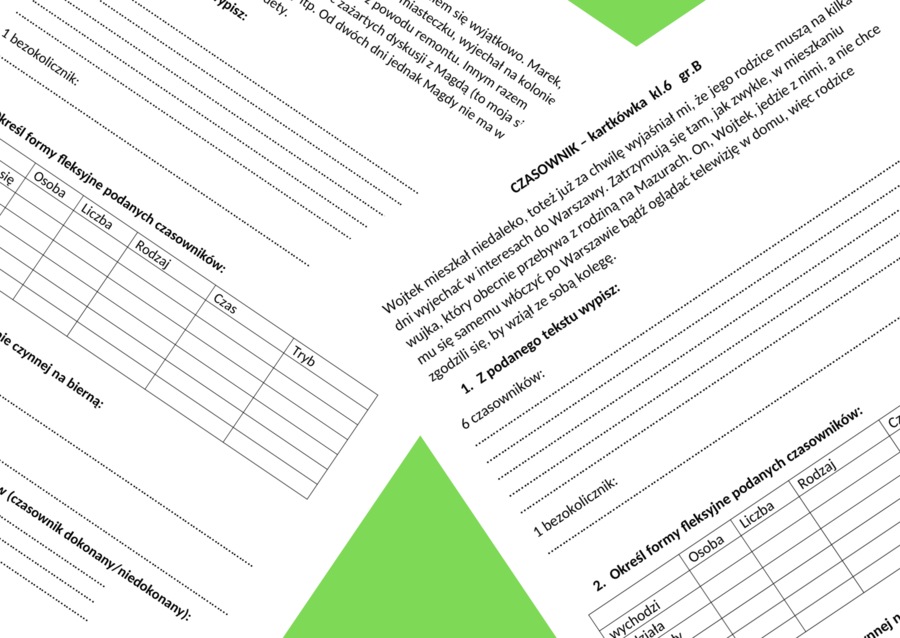 CZASOWNIK - kartkówka kl.6
