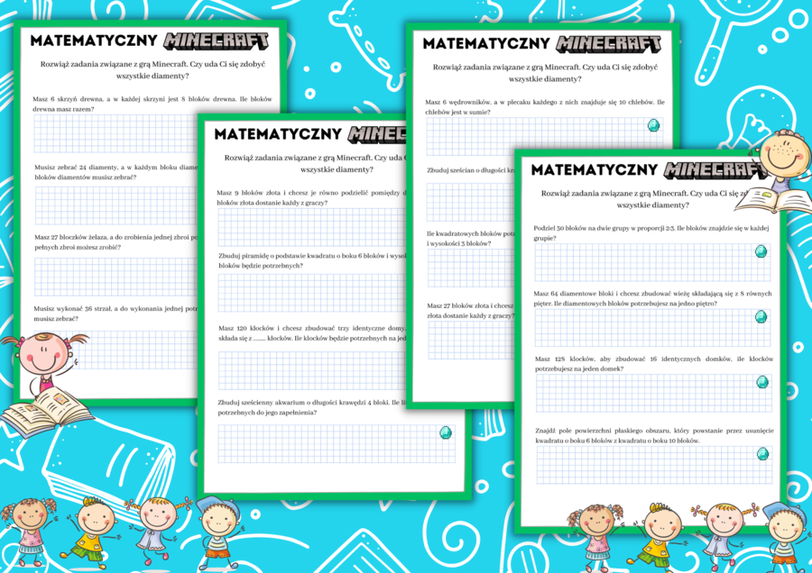Matematyczny Minecraft  - matematyka karty pracy