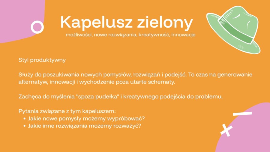 Prezentacja Kapelusze de Bono"- materiał na zajęcia wychowawcze, terapii pedagogicznej