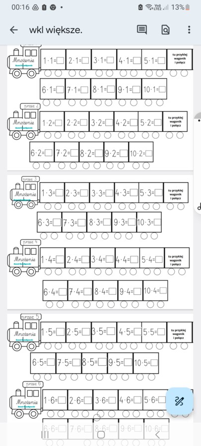 Wklejki z mnożeniem i dzieleniem