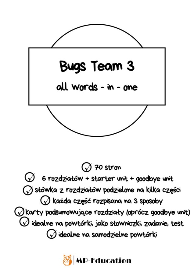 Word list Bugs Team 3 – 70 stron gotowych wklejek ze słownictwem