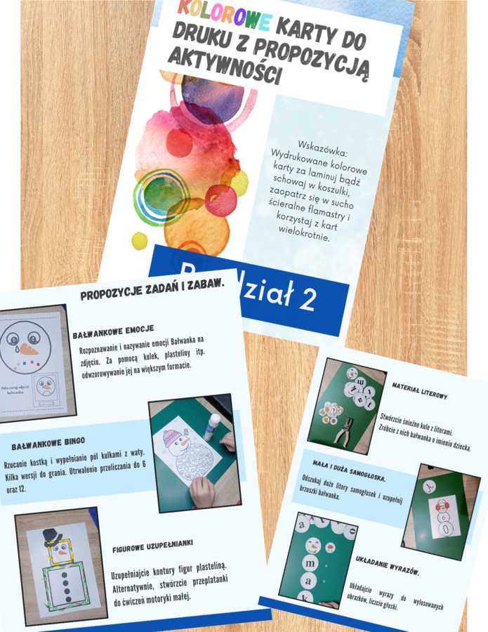 Karty pracy do E-booka na styczeń - ,,Bałwanek"