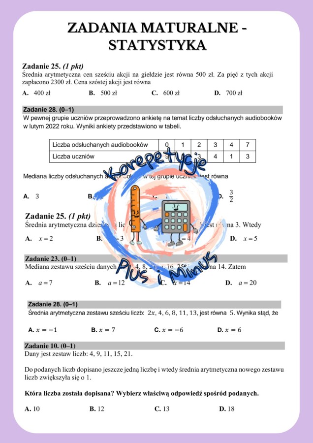 Zadania maturalne- statystyka