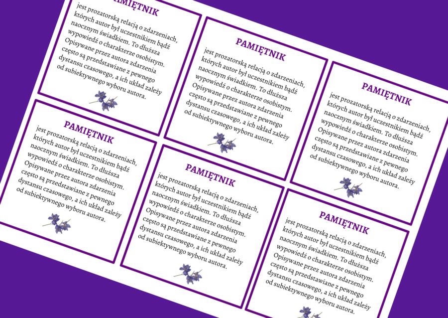 PAMIĘTNIK - epika – cechy – wklejka