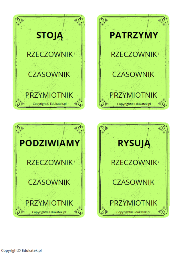 Klamerkowe części mowy - wyrazy