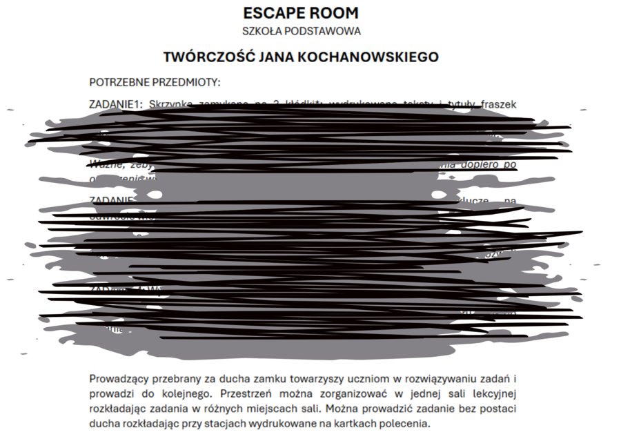 Escape Room w Czarnolesie. Twórczość Jana Kochanowskiego. Narodowe czytanie