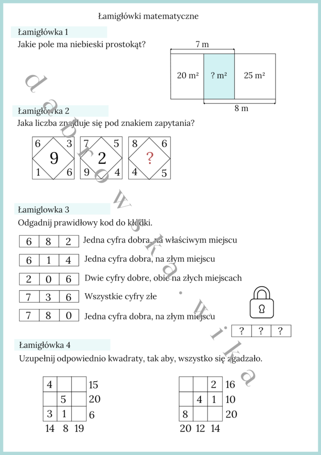 Łamigłówki matematyczne