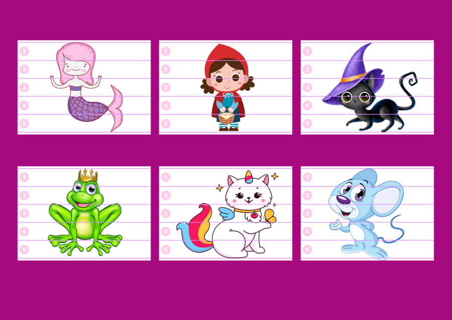 DZIEŃ POSTACI Z BAJEK – PUZZLE – biblioteka – świetlica – przedszkole – 12 wersji