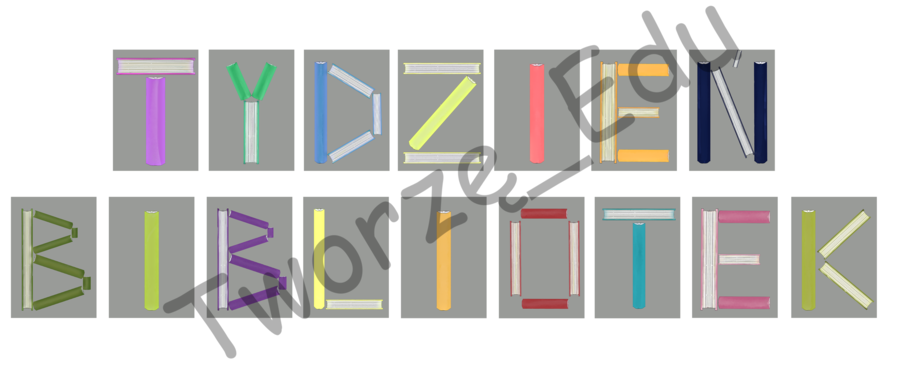 Napis Tydzień Bibliotek na gazetkę