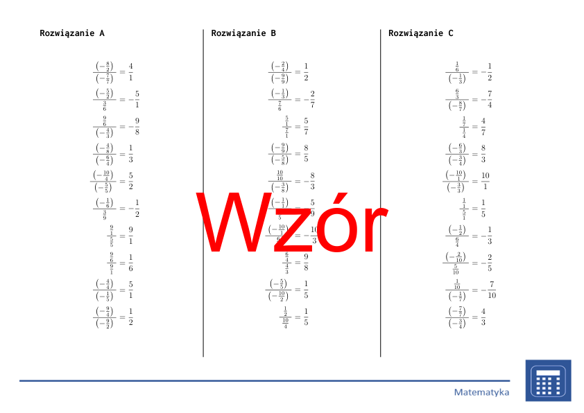 Ułamki złożone | matematyka | 26 kolumn